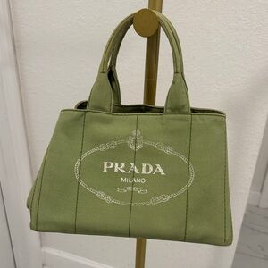 Prada green lime Canapa Tote